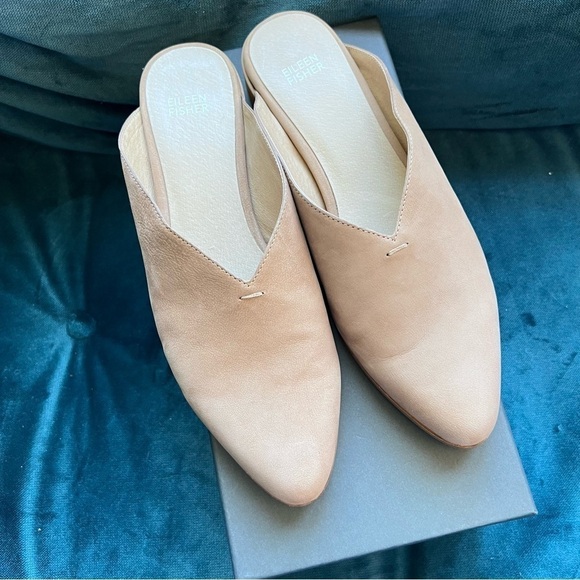 Eileen Fisher Shoes - EILEEN FISHER BLOG MULE SLIDE SIZE 9.5 NEUTRAL LEATHER NWT